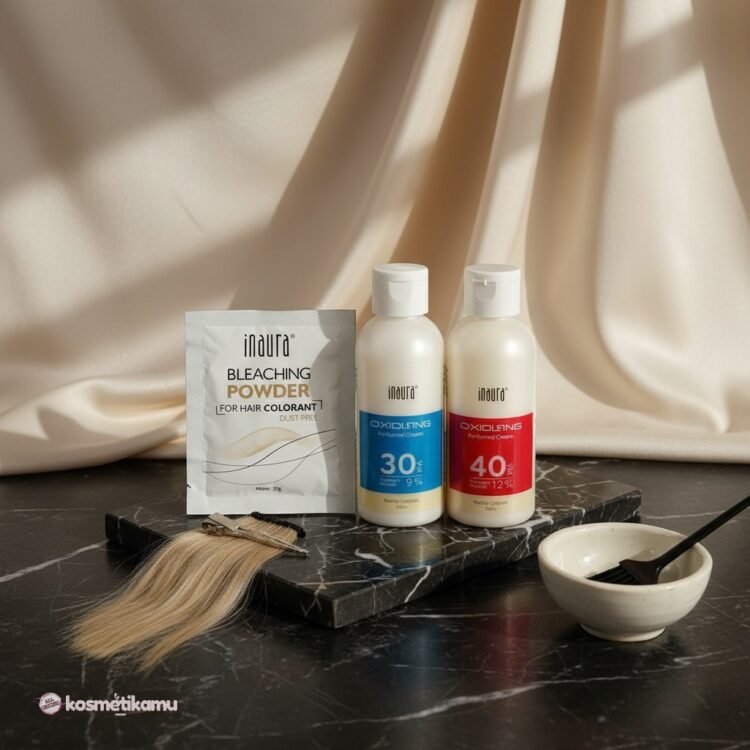 Inaura Paket Oxidising Cream 100ml + Bleaching Powder Sachet 20gr