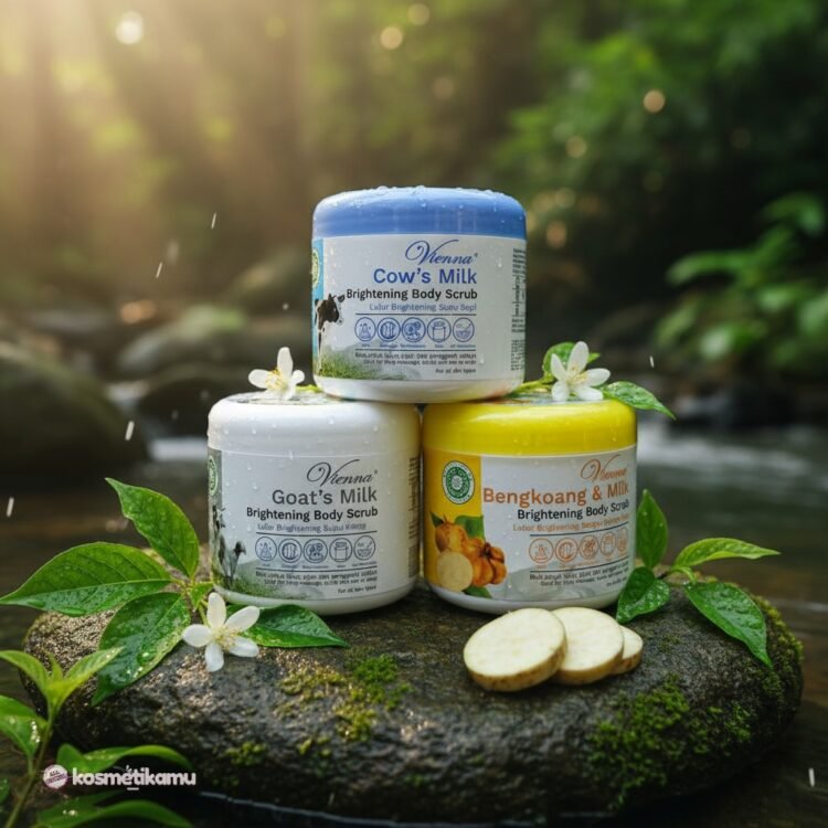 Vienna Brightening Body Scrub Lulur Pot 250gr Goat Milk Bengkoang Cow's Milk