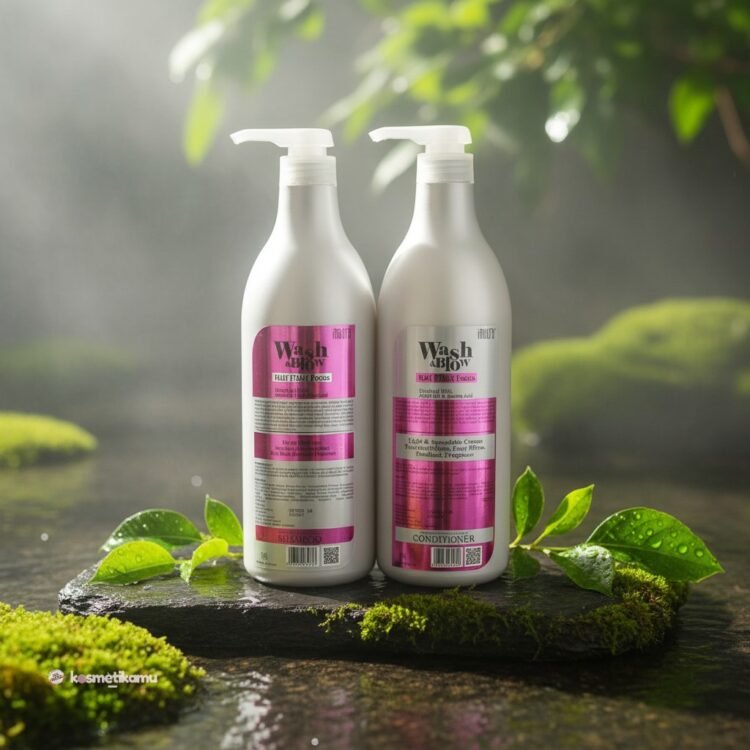 Inaura Wash & Blow Hair Fiber Focus Shampoo & Conditioner Kemasan Botol 1kg