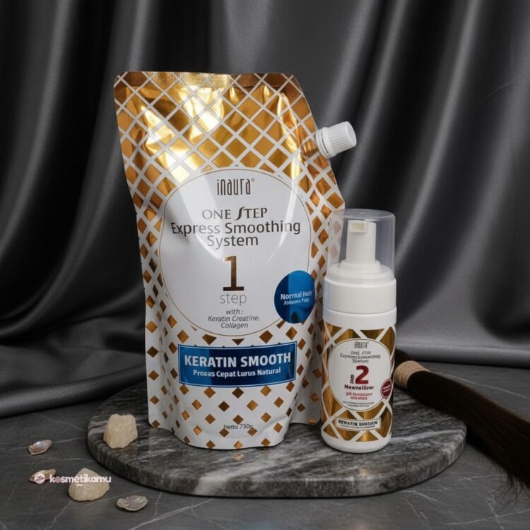 Inaura Paket One Step Smoothing Step 1 Normal (biru) 750ml + Step 2 pH Balancer Foaming 100ml